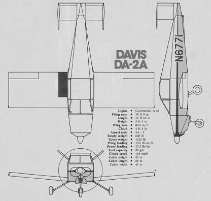 DAVIS DA-2 – PLANS AND INFORMATION SET FOR HOMEBUILD AIRCRAFT – EASY & CHEAP BUILD FULL METAL 2 SEATER AIRCRAFT
