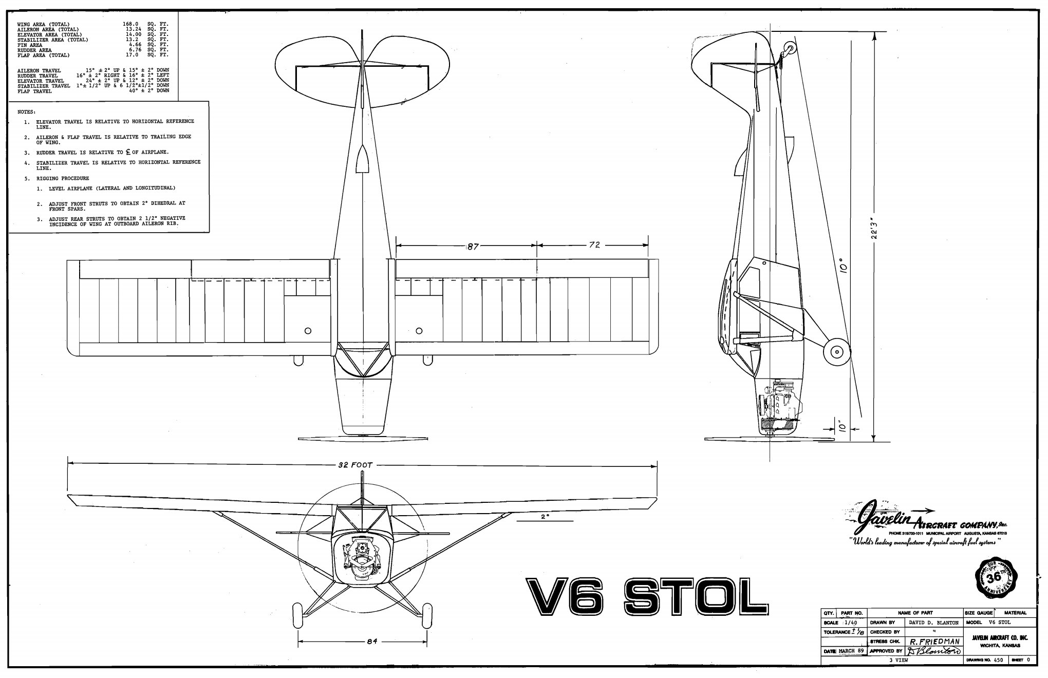 sample Drawings Javelin V6 STOL buy on buildandfly.shop aircraft plans and manuals